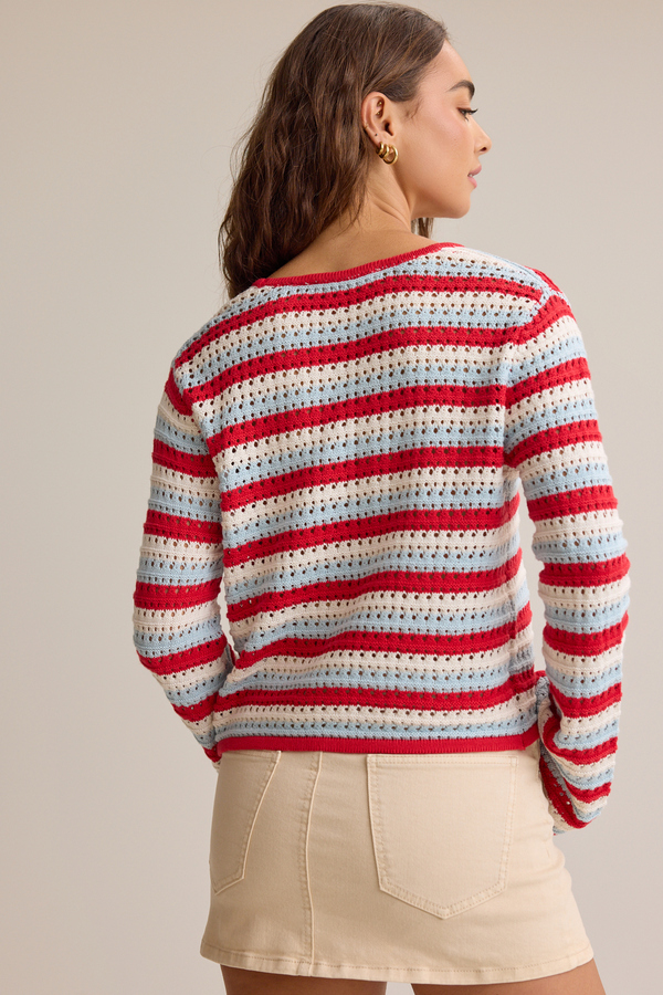 Juno Multi-Stripe Tie Cardigan Detail 5 - Altar'd State