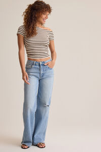 Rumi Asymmetrical Stripe Top Detail 3 - Altar'd State