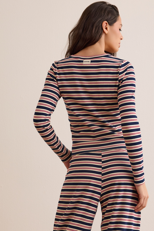 Classic Coast Stripe Long Sleeve Tee Detail 6 - Altar'd State