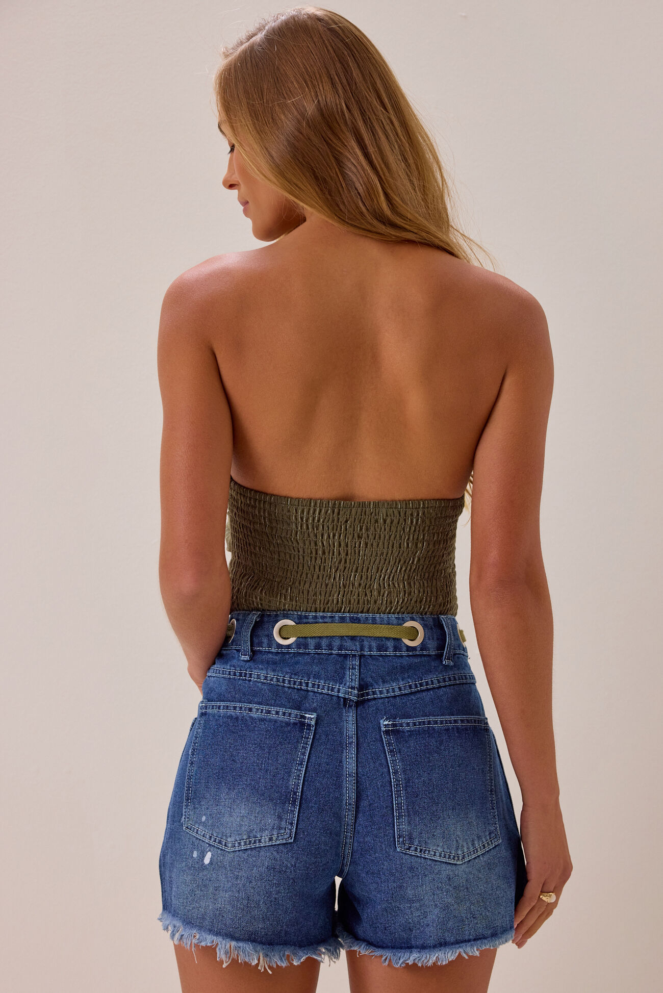 Kenzy Tie Waist Denim Shorts