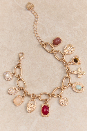 Colorful Stone Charm Dangle Bracelet - Altar'd State - 