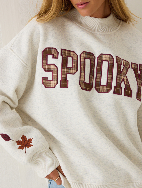 Spooky Applique Mock Neck Sweatshirt Detail 3 - Altar'd State