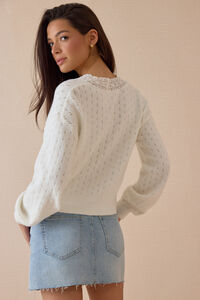 Cosette Lace Pointelle Button Cardigan Detail 6 - Altar'd State