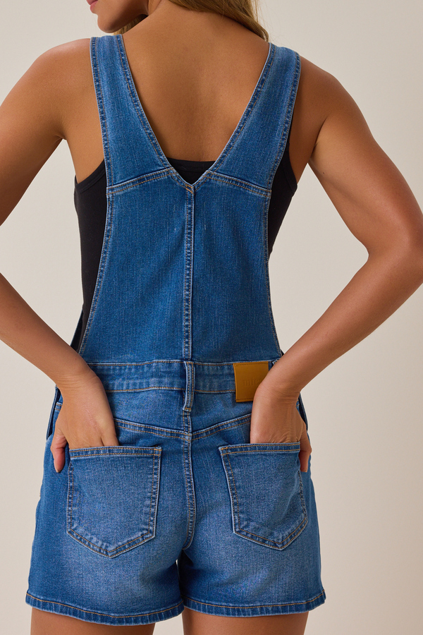 Lenny Denim Shortalls Detail 6 - Altar'd State