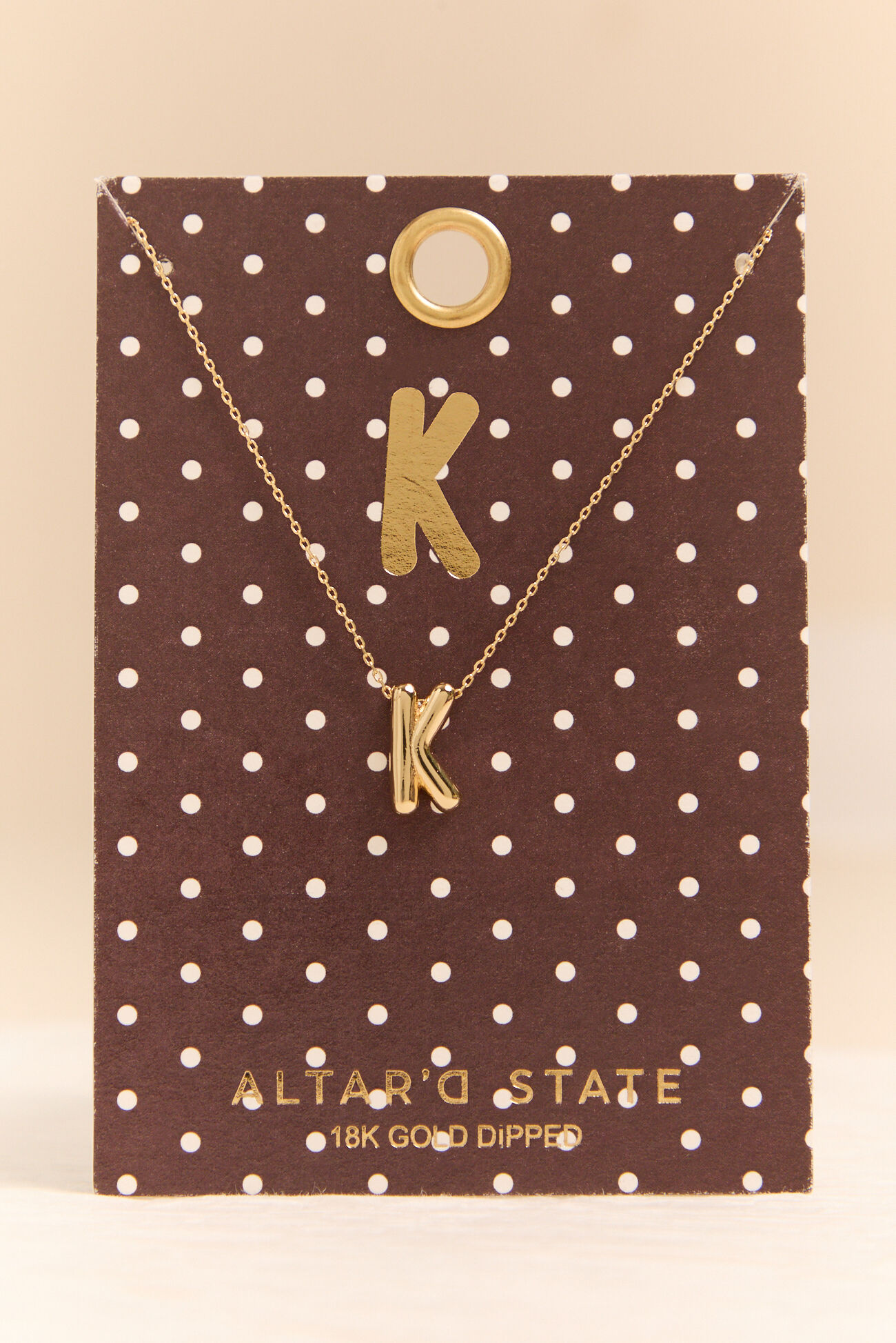 18K Gold K Bubble Monogram Necklace