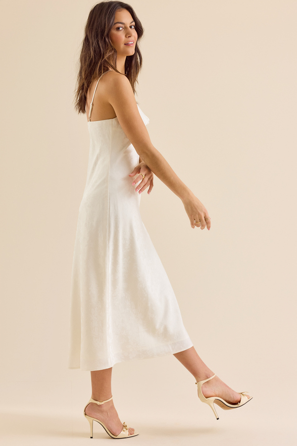 Altar'd State | Olandria Satin Midi Dress | Gardenia | Material: 96% POLYESTER, 4% Spandex | L