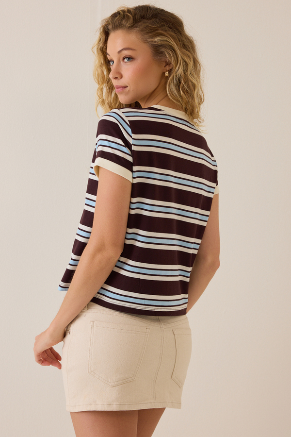 Miley Stripe Contrast Tee Detail 4 - Altar'd State