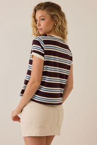 Miley Stripe Contrast Tee Detail 4 - Altar'd State