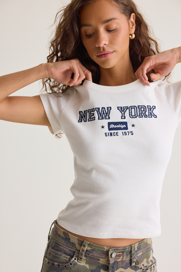 New York Plaid Baby Tee Detail 4 - Altar'd State