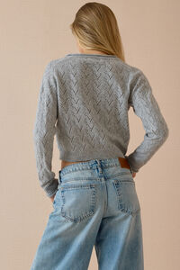Elara Pointelle Button Up Cardigan Detail 6 - Altar'd State