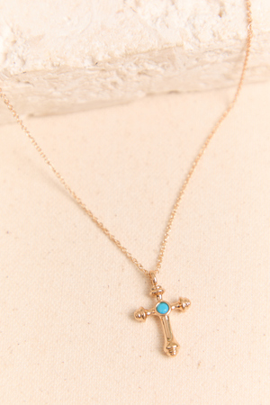 Coastal Rope Turquoise Cross Necklace - Altar'd State - 