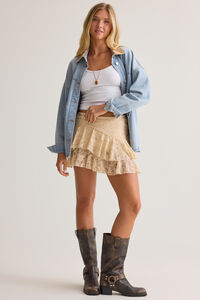 Elodie Tiered Lace Mini Skirt Detail 2 - Altar'd State