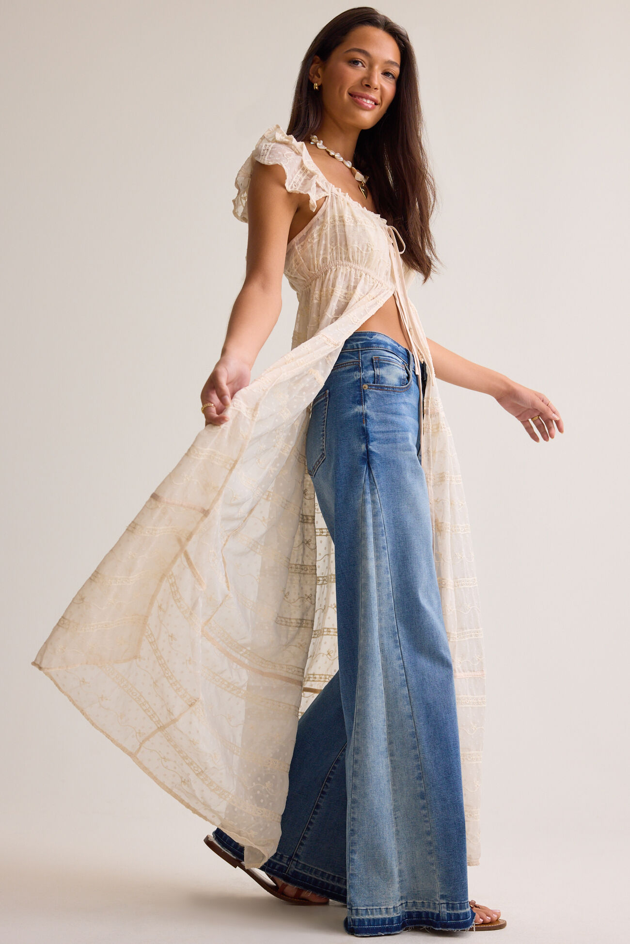 Cleo Tie Front Long Kimono