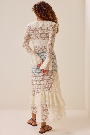 Carys Lace Chiffon Ruffle Kimono - Altar'd State - 