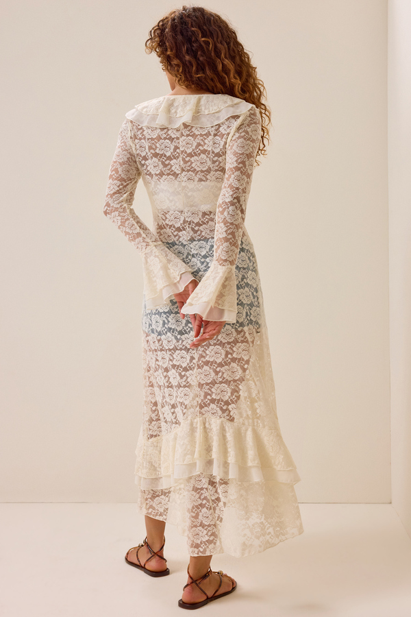 Carys Lace Chiffon Ruffle Kimono Detail 7 - Altar'd State