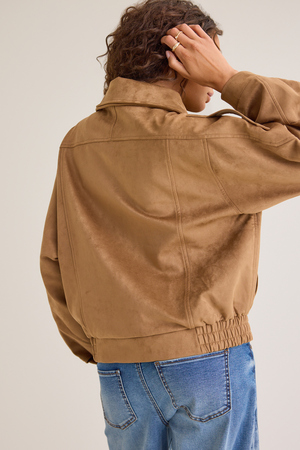 Addy Suede Bomber Jacket - Altar'd State - 
