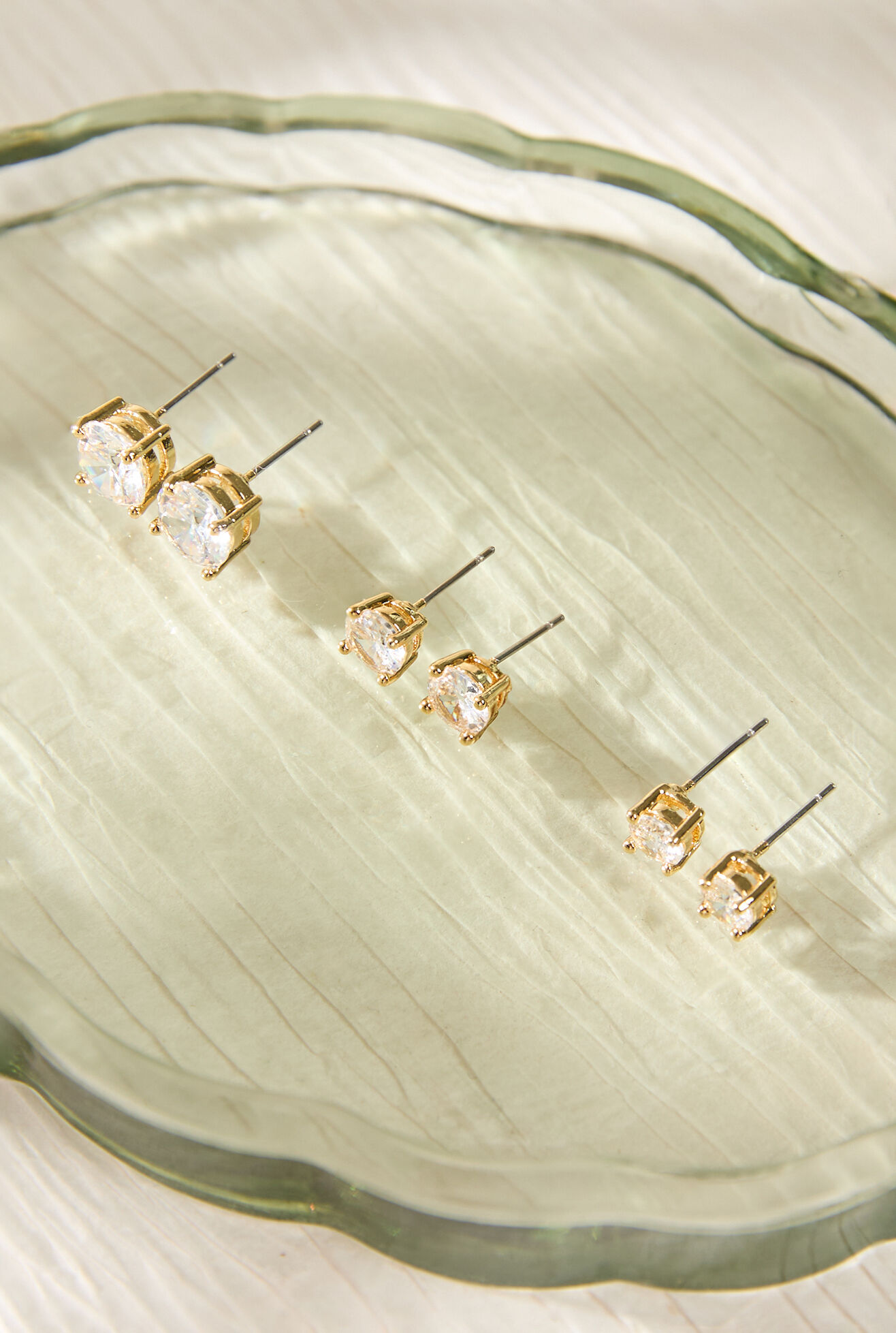 Aria 18K Gold Stud 3 Pack Earring Set