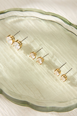 Aria 18K Gold Stud 3 Pack Earring Set - Altar'd State - 