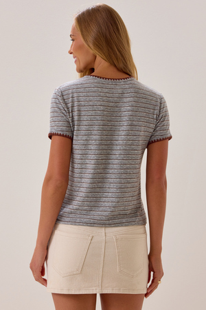 Aleah Striped Whipstitch Tee - Altar'd State
