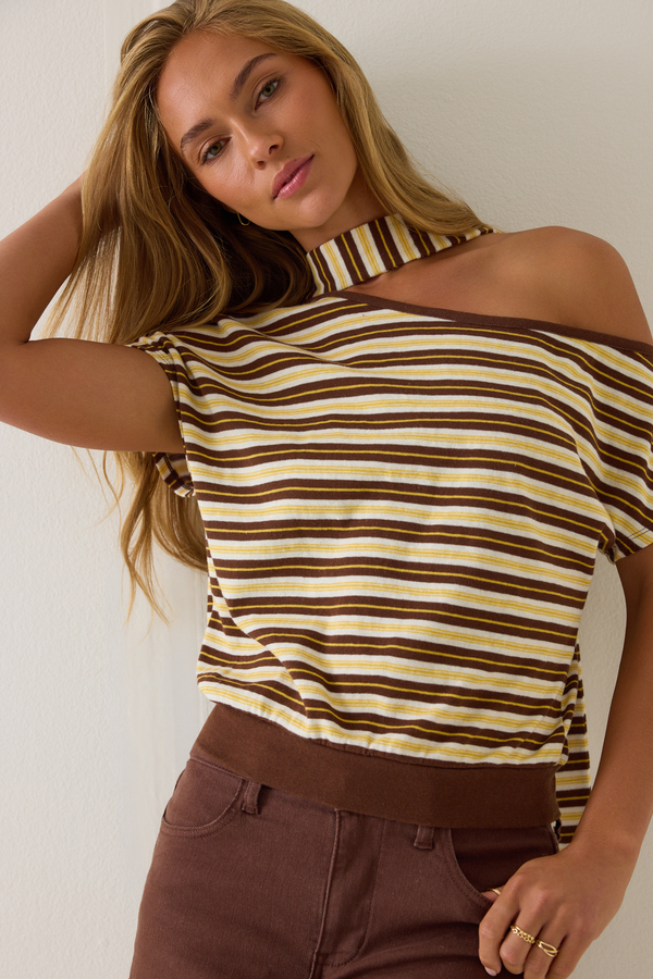 Ryann Striped Scarf Top Detail 2 - Altar'd State