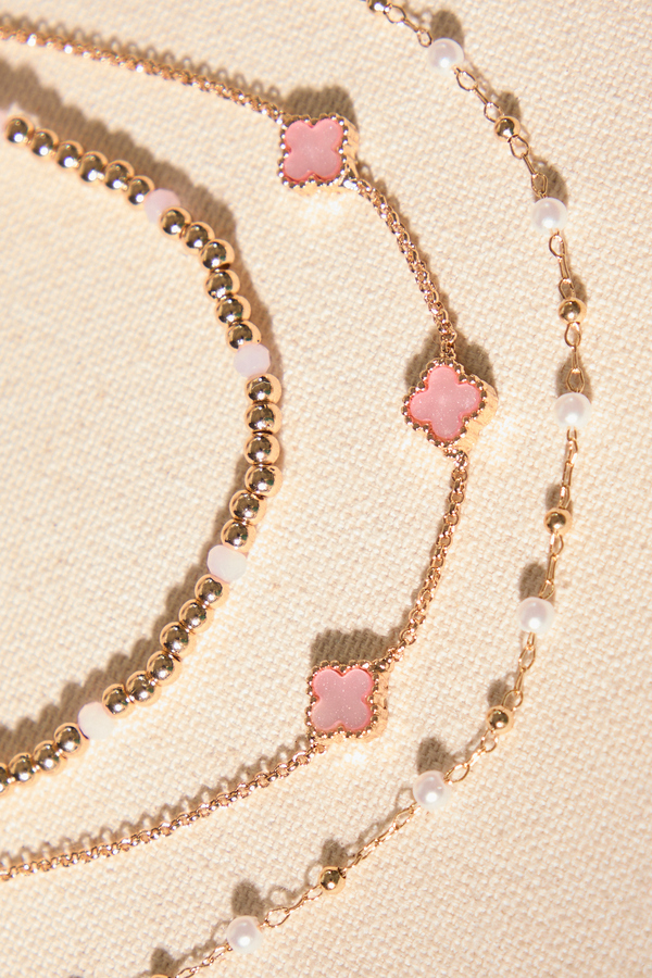 Dainty Clover Pearl Bracelet Set Detail 3 - Altar'd State