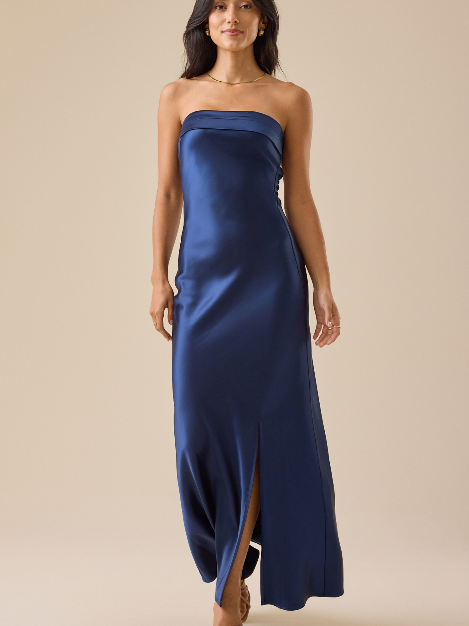 Altar'd State | Paityn Strapless Maxi Dress | NAVY | Material: 97% Polyester, 3% Spandex | S