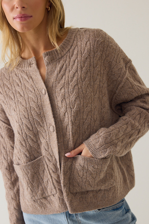 Janice Oversized Cable Knit Cardigan - Altar'd State - 