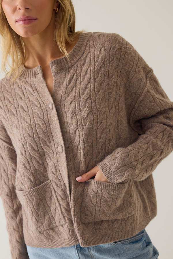 Janice Oversized Cable Knit Cardigan Detail 2 - Altar'd State