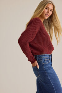 Linden Ribbed Boatneck Crop Sweater Detail 4 - Altar'd State