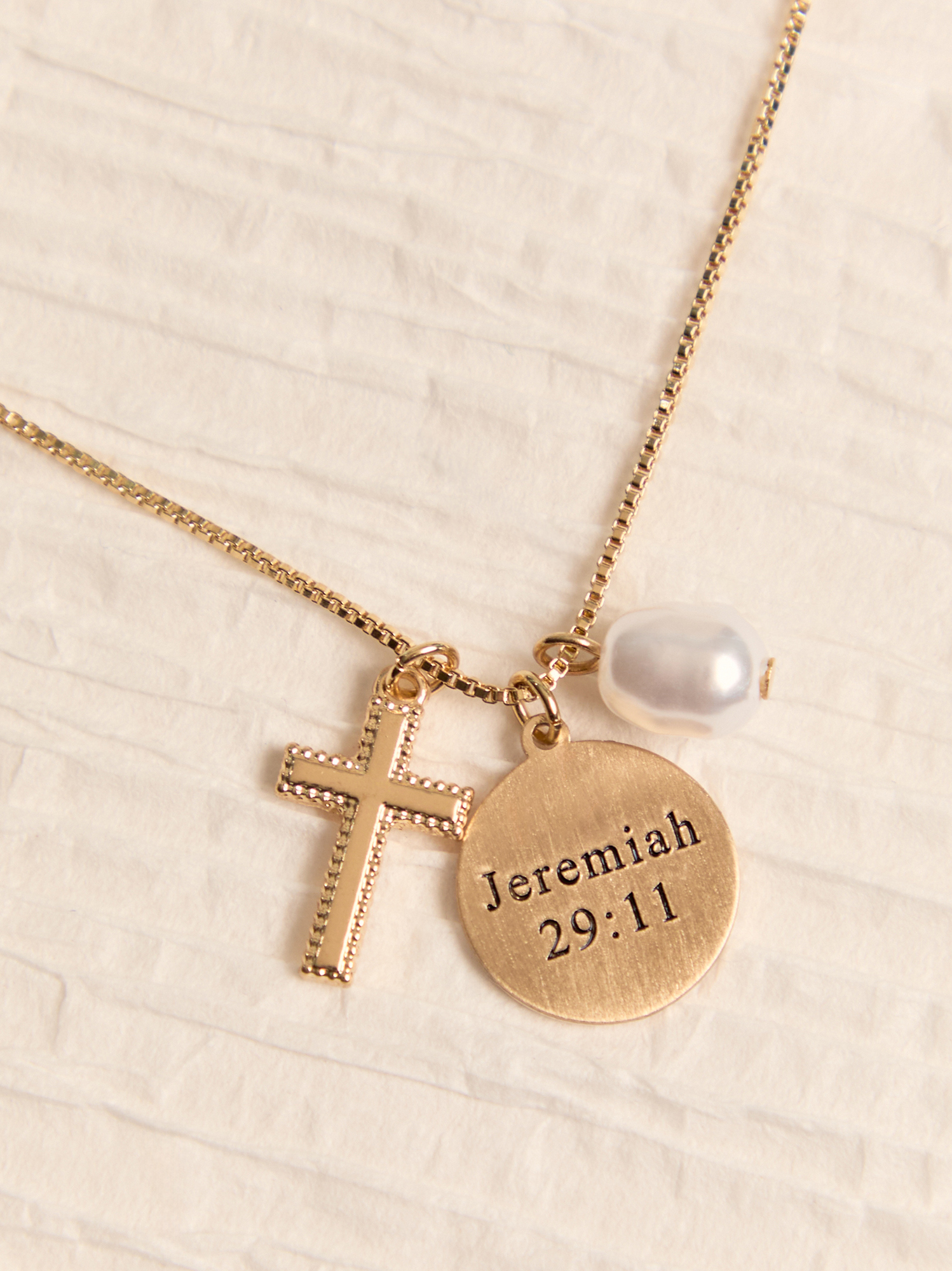 Jeremiah 29:11 Cross Necklace in Gold | Altar'd State