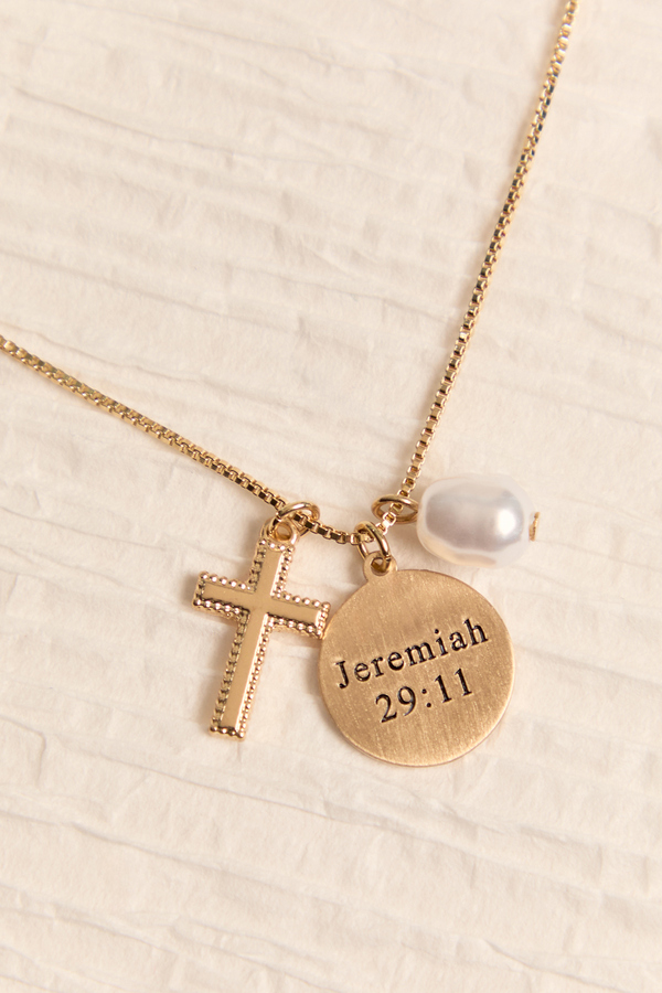 Jeremiah 29:11 Cross Necklace Detail 2 - Altar'd State