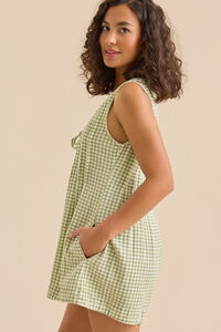 Evie Gingham Denim Romper Detail 6 - Altar'd State