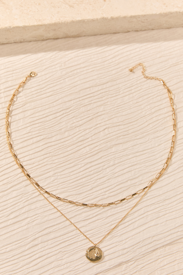 Hammered Coin Layer Necklace Detail 4 - Altar'd State