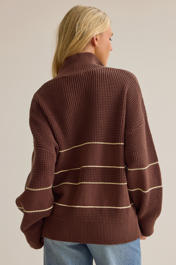 Lottie Stripe Button Up Sweater Detail 4 - Altar'd State