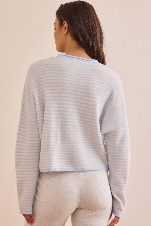 Reformer Striped Cardigan Detail 4 - Altar'd State