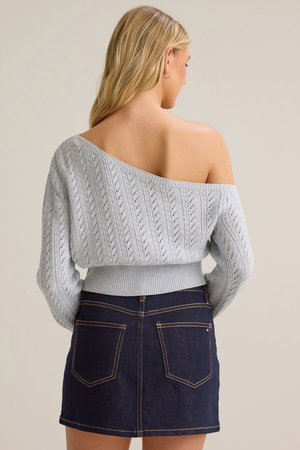 Sonnet Pointelle Asymmetrical Sweater - Altar'd State - 