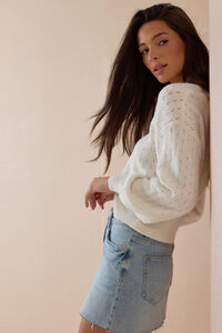 Cosette Lace Pointelle Button Cardigan Detail 4 - Altar'd State