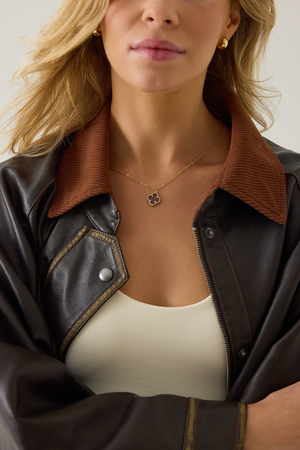 Dainty Brown Clover Necklace - Altar'd State - 