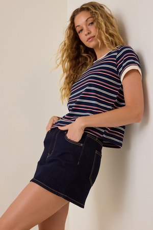 Kristie Stripe Contrast Trim Tee - Altar'd State - 