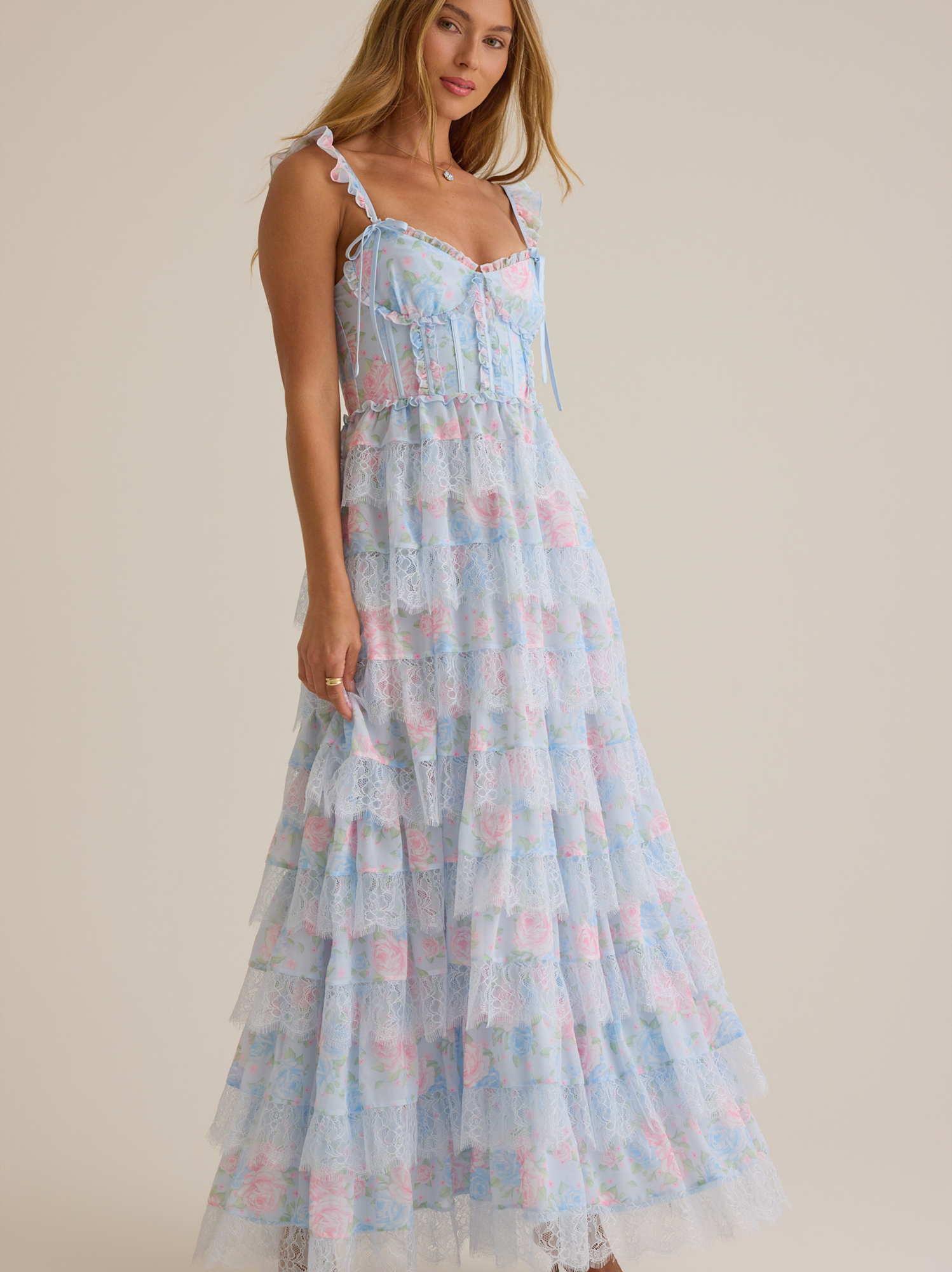 Rhiannon Maxi Dress in Blue & Pink | Altar'd State