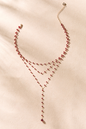 Deep Red Beaded Y Necklace - Altar'd State