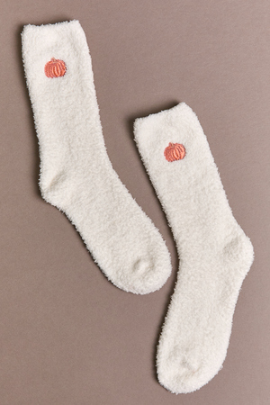 Ivory Pumpkin Fuzzy Socks - Altar'd State