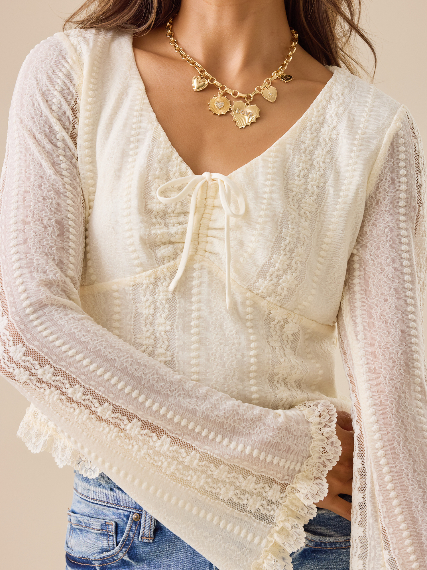 Boston Bell Sleeve Lace Top in Ivory | Altar'd State