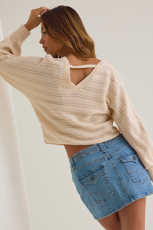 Vana Pointelle Stripe Sweater - Altar'd State - 
