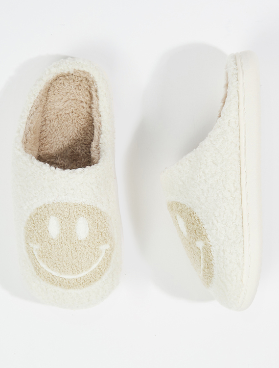 Smiley Face Cozy Slippers Detail 1 - Altar'd State