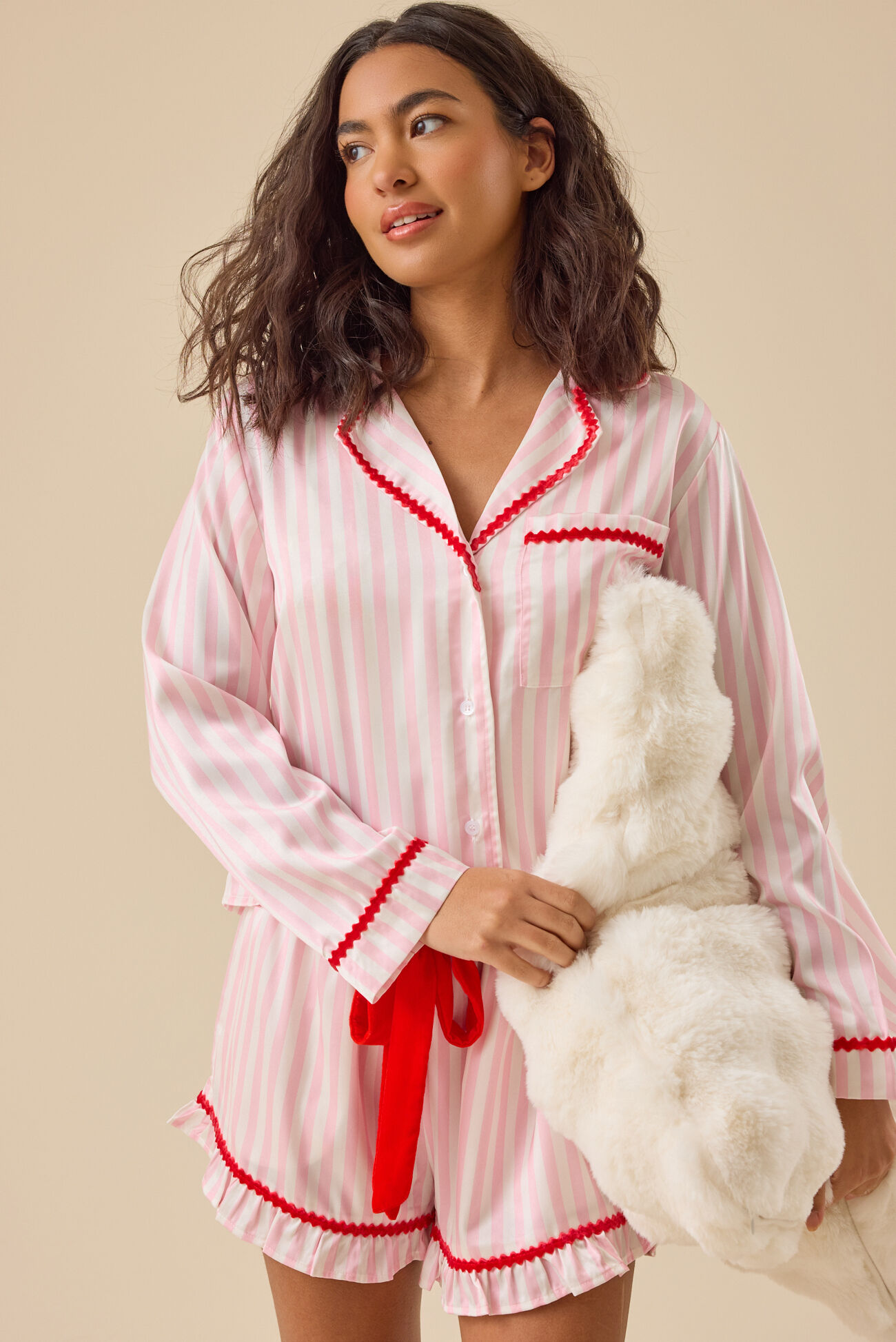 Rosemary Satin Stripe Sleep Top