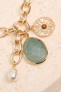 Stone Pearl Coin Charm Necklace Detail 3 - Altar'd State