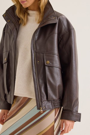 Mona Leather Bomber Jacket - Altar'd State - 