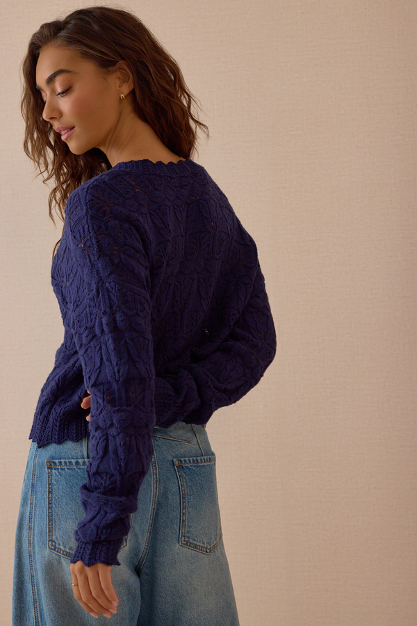 Ottiline Pointelle Button Up Cardigan Detail 5 - Altar'd State