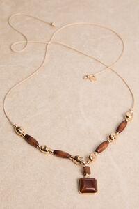 Blythe Long Wooden and Gold Statement Necklace - Altar'd State
